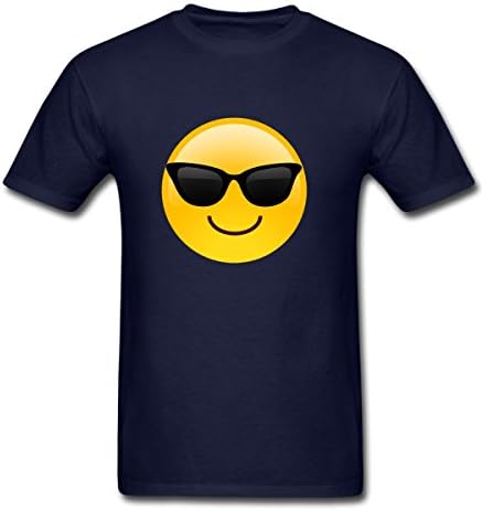 Ehowkj Short Round Neck Emoji Sun-glasses Printed Graphic Tshirt For Men S navy