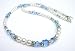 September Light Sapphire Swarovski Crystal Birthstone Beaded Necklaces in Sterling Silver with White Pearls.