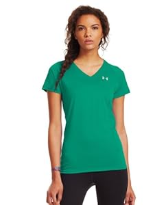 Under Armour Women's UA Tech™ Short Sleeve V-Neck Large EMERALD LAKE