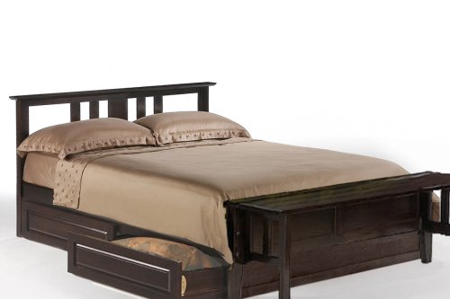 Thyme Twin Platform Bed w/ Dark Chocolate Finish + 4-Drawer Set & Footboard Bench