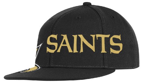 NFL Men's New Orleans Saints End Zone Flat Visor Flex Hat - Tw78Z (Black, Small/Medium)