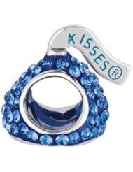 Hershey`s Kiss Blue CZ Small 3D Shaped Slide Bead/ Charm in 925 Sterling Silver