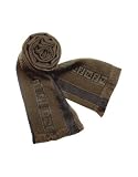 Fendi - Fendi Dark Brown & Black Logoed Striped Wool & Silk Scarf