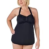 Women's Plus Size Merona Halter Dress Swim Top - Ebony