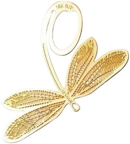 woooo® 1pcs Ultra Thin Golden Dragonfly Book Mark Clip Metal Plated Paper Book Marker