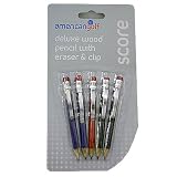 Deluxe Wood Pencils With Eraser and Clip - 5 Pack