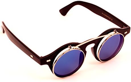 Black Django Flip Up Sunglasses Blue Iridium Lens