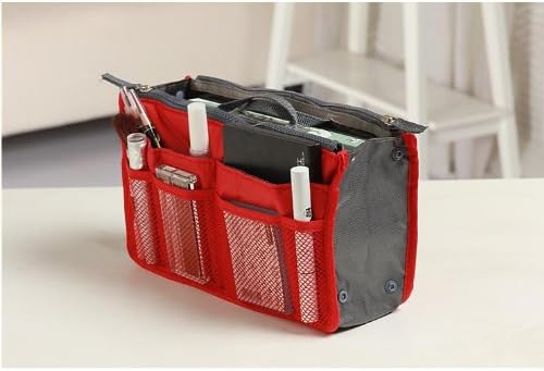 Women Lady Handbag Purse Organizer Insert Multi-function Cosmetic Storage Mp3 Ipad Mini3 Bag in Bag 10 Color (Red) - XB01002