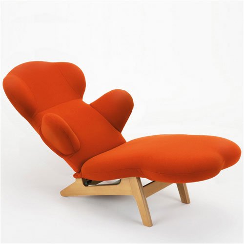 リクライニングチェア　HUG LOUNGE CHAIR-W(ハグラウンジチェア ウッド)：オレンジ