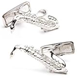 IMAGE OF Sterling Saxophone Cufflinks - Music Themed Formal Wear - Cufflinks