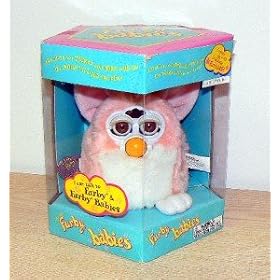 PINK AND WHITE W  YELLOW MOHAWK PEACH FURBY BABY 1999 by Tiger Electronics