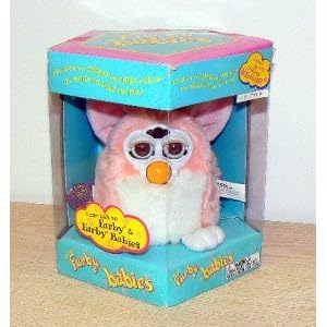 PINK AND WHITE W YELLOW MOHAWK PEACH FURBY BABY 1999 by