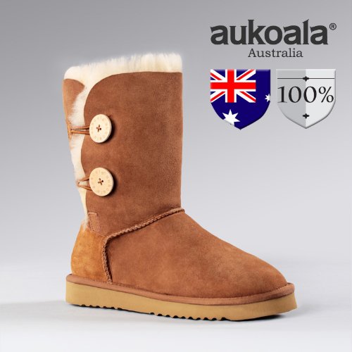 Aukoala Snow Boots Australia Sheepskin Warm Angels Tall For Womens_Chestnut_Us Size 9 On Sale
