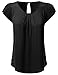 JJ Perfection Women's Petal Short Sleeve Woven Blouse