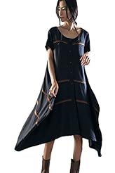 Linen Short Sleeves Summer  Dress