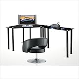 RTA Home and OfficeTempered Glass L-Shape Corner Laptop Desk