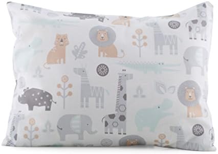 My Best Buddy Toddler Pillowcase - Zoo and Safari Animals 13 x 18 - shrinks to fit - 100% cotton - naturally hypoallergenic and soft - Made in USA