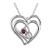 10K White Gold Ruby and Diamond Overlapping Hearts Pendant Necklace