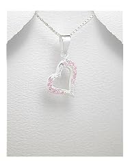 Heart CZ Pendant Necklace In Sterling Silver
