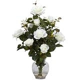 41NzfczXAdL. SL160  Rose Bush w/Vase Silk Flower Arrangement