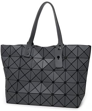 Talentote 2016 Summer New Style Women's Triangular Lattice Tote Bag Shopping Bags Top Zipper Closure TTC-rb-651611 (Matte finish grey)