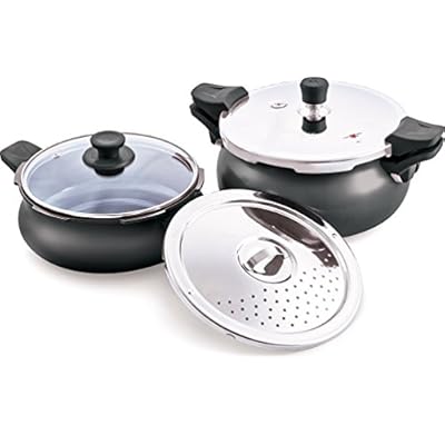 Pigeon All In One Value Pack Hard Anodized Cooker Set, 2-Pieces, Black