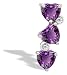14K White Gold Genuine Heart Amethyst and Diamond 3-Stone Pendant