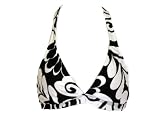 Quiksilver Raisins Black & White Hibiscus Halter Swim Top L