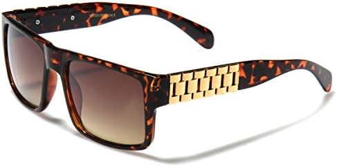 Flat Top Men's Retro Watch Band Design Rectangle Sunglasses BLACK BROWN