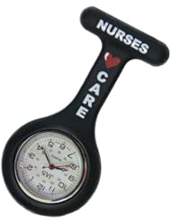 JAS Unisex Nurses Lapel Watch Silicone (Infection Control) Nurses Care Black