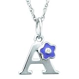 Children's Sterling Silver Enamel and Diamond-Accent Initial 