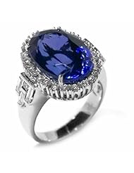 18K White Gold Tanzanite and Diamond Ring -- LIFETIME WARRANTY