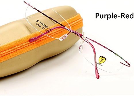 Snail Shop Lechie 100% β Titanium Rimless Rectangle Reading Glasses .25 up to 6.00（purple-red&amp;691-lens Style） (2.0X)