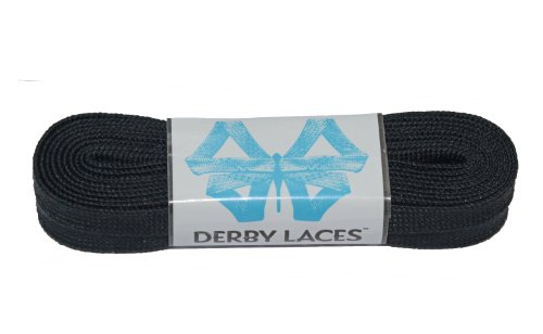 Solid Black 96 Inch Waxed Skate Lace - Derby Laces for Roller Derby, Hockey and Ice Skates, and Boots