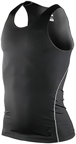 Urparcel Mens Tight Sports Training Gym Summer Vest Shirt Tops Black