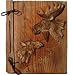 Decorative Rustic Wood Carved Moose Design Picture Photo Album 5X7