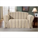 41Nzvlci bL. SL160  Riverstone Classic Fit Organic Cotton Sofa Slipcover Fabric:  Brown Stripe