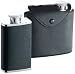 Simran HF-1205GDP Ajmer 6 oz. Split Dual Compartment Stainless Steel Flask With Leather Case