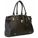 MG Collection LUCCA Black Glamour Padlock Shopper Hobo Handbag w/Shoulder Strap