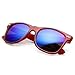 zeroUV Retro Bright Horn Rimmed Sunglasses with Colorful Mirrored Lenses - UV400 (Clear Red/Ice)