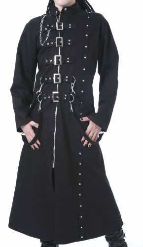 Dead Threads Men's Long Black Trench Gothic Coat