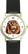 Lion (Male) Cat - WATCHBUDDY&reg; DELUXE TWO-TONE THEME WATCH - Arabic Numbers - Black Leather Strap-Size-Large ( Men's Size or Jumbo Women's Size )