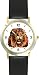 Lion (Male) Cat - WATCHBUDDY&reg; DELUXE TWO-TONE THEME WATCH - Arabic Numbers - Black Leather Strap-Women's Size-Small