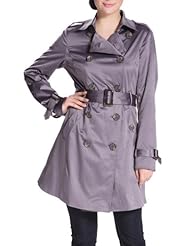 Apparel: BGSD Womens Emma Double Breasted Sateen Trench Coat - Tan M - BGSD
