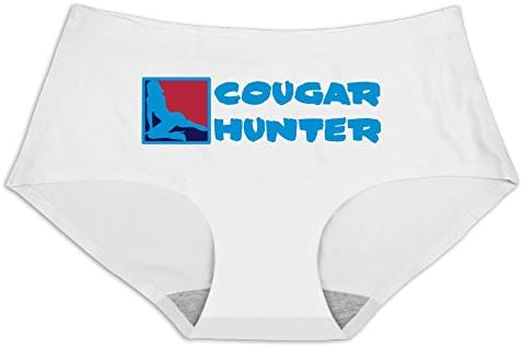 Custom Women's Comfy Seamless Ice Silk Hipster Boyshort Briefs Cougar Hunter Size M White
