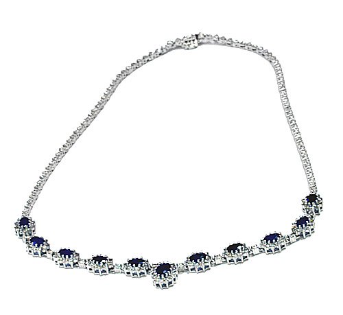 17.45 Oval Sapphire & Round Diamond Fashion Necklace 