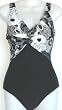 Alicia Simone Missy and Plus Size 1 Piece Twisted Midriff Swimsuit - Black/WhiteTwist. Sizes 8-24