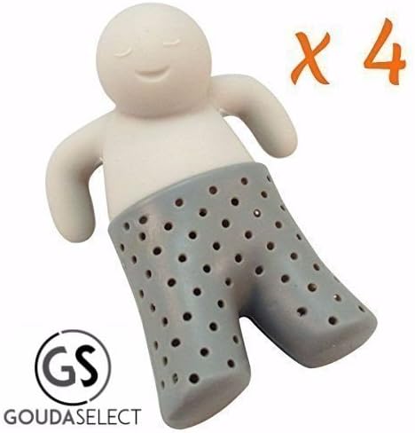 Gouda Select Set of 4 Lazy Man Tea Infuser - The Tea Strainer that Makes you Smile