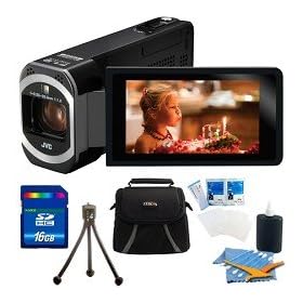 JVC GZ-VX700BUS - HD Everio Camcorder 3 Touchscreen 10x Zoom f1.2 Wifi 16 GB Bundle. Bundle Includes 16 GB Memory Card, Deluxe Carrying Case, Mini Tripod, 3pc. Lens Cleaning Kit, and Screen Protectors.