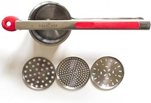 UberChef Potato Ricer Set With 3 Ricing Discs (Fine, Medium, Coarse) Premium Stainless Steel Baby Food Strainer, Fruit Masher, And Food Press With Ergonomic Comfort Grip